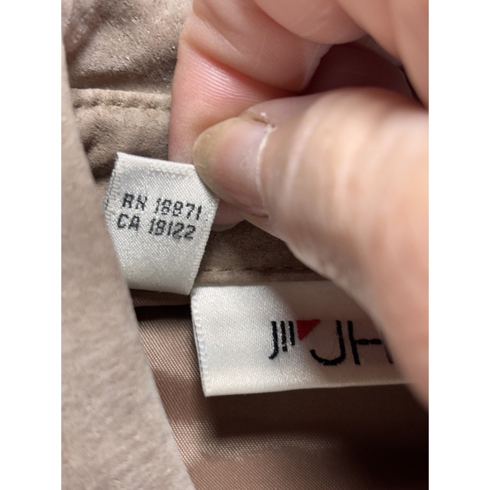 100% Genuine Leather Suede Jacket Shacket  M Vintage 80s 90s JHC Rare Beige NWOT - Picture 9 of 13